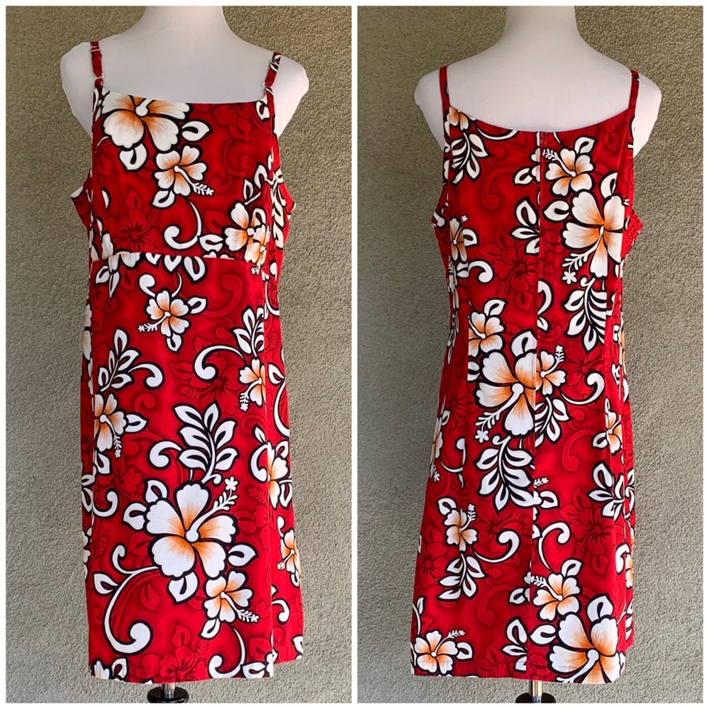🌺 Hilo Hattie Hawaiian Sundress Red & White Dress